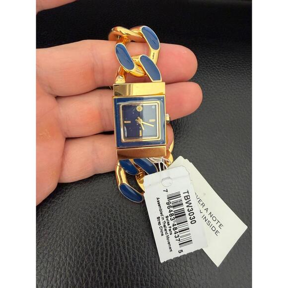 NEW Tory Burch Tilda Navy Blue Gold Tone Stainless Watch main image 6